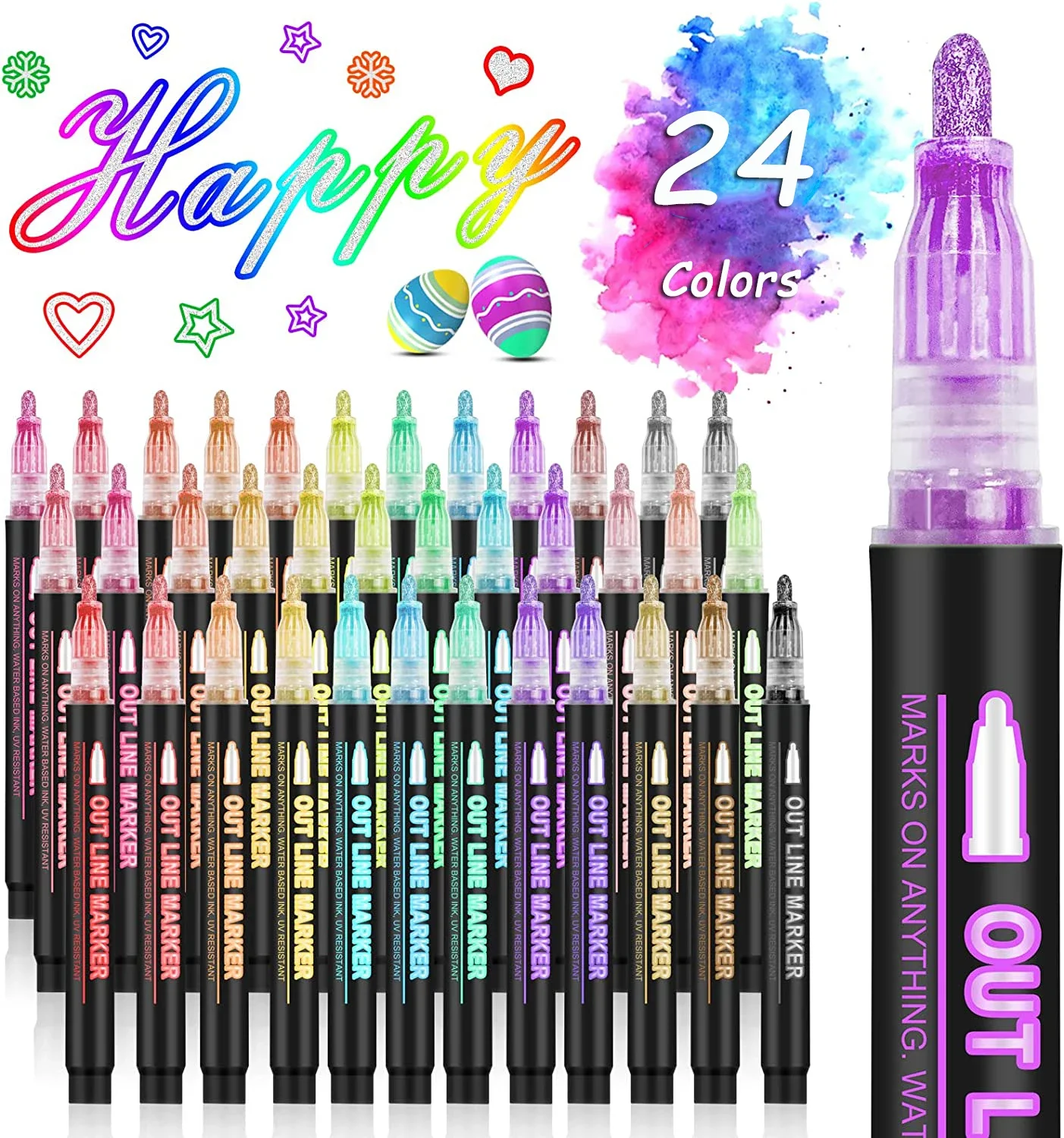 Highlighter Set Pastel - Rotulador artístico de contorno de doble