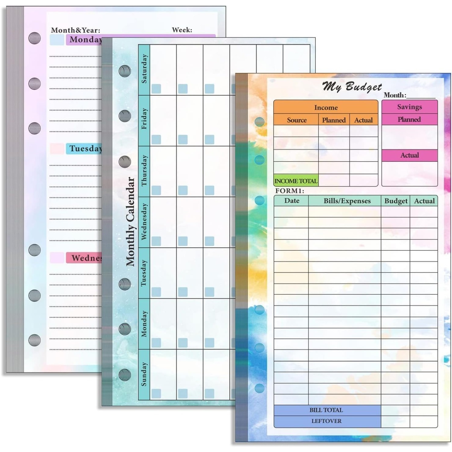 Planner Weekly Budget - Juego de recambios de carpetas A6
